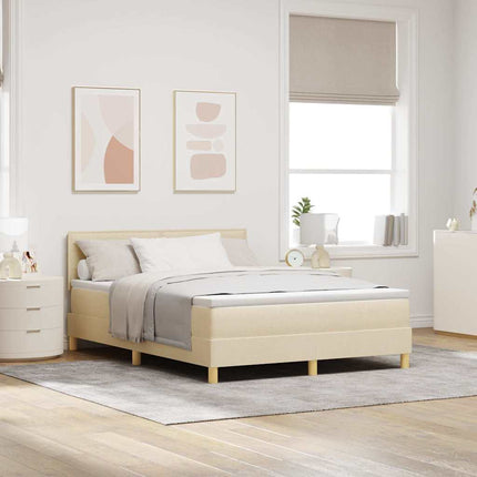 Box spring seng med pude med hovedgærde Creme 140 x 200 cm Stof