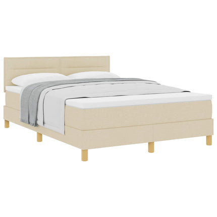 Box spring seng med pude med hovedgærde Creme 140 x 200 cm Stof