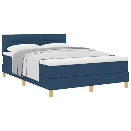 Box spring seng med pude med hovedgærde Blå 140 x 200 cm Stof