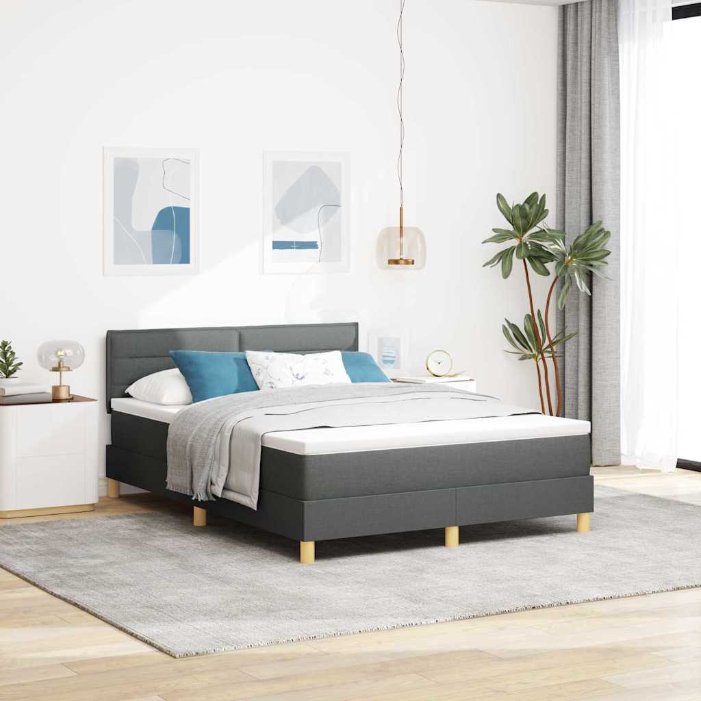 Box spring seng med pude Mrkegr 160 x 200 cm Stof