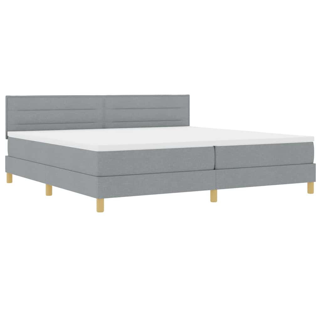 Box spring seng med pude Lysegrå 200 x 200 cm Stof