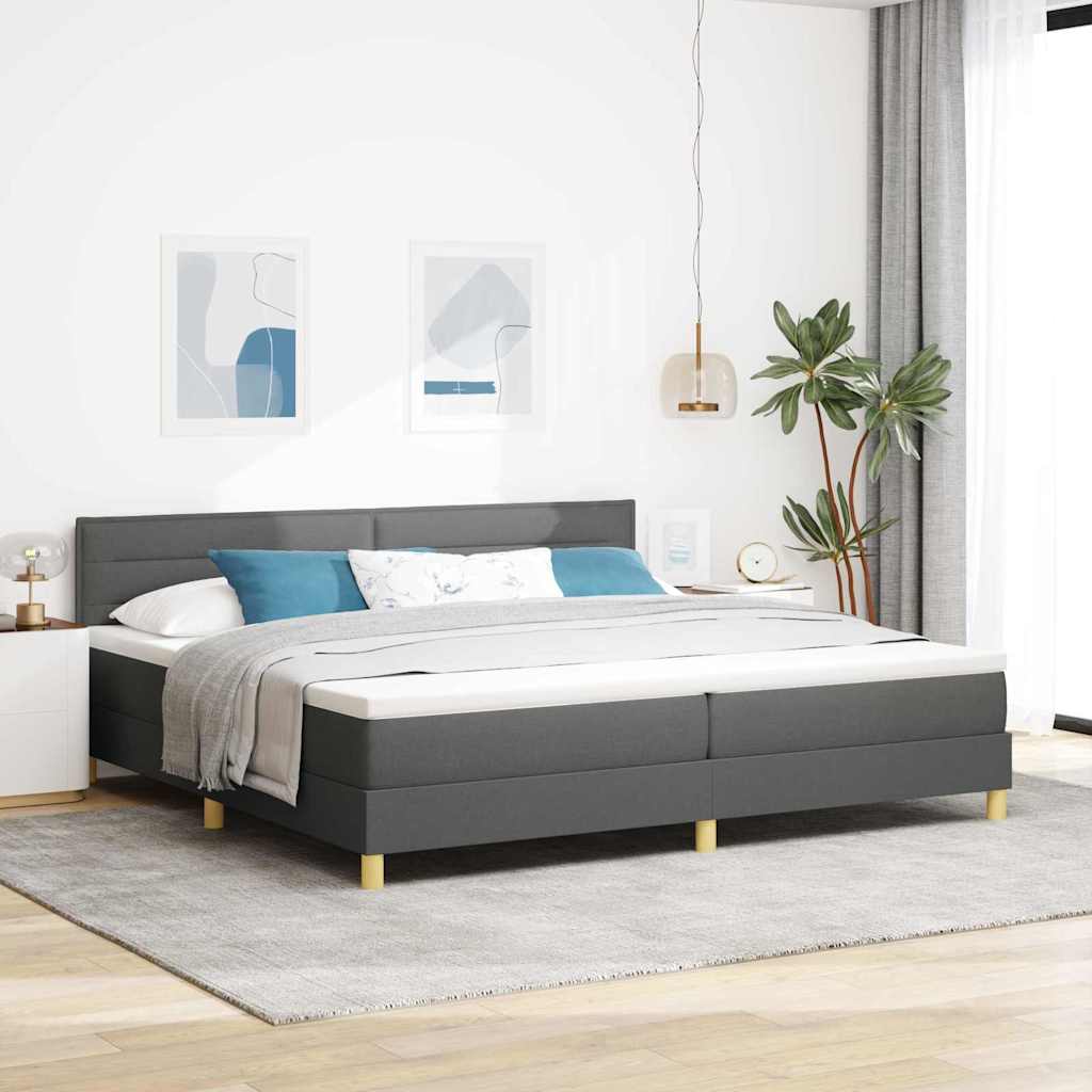 Box spring seng med pude Mrkegr 200 x 200 cm Stof