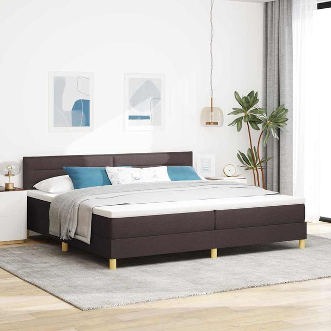 Box spring seng med pude Mørk Brun 200 x 200 cm Stof
