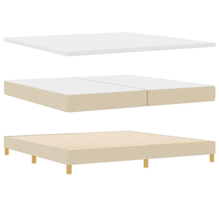 Box spring seng med pude med hovedgærde Creme 200 x 200 cm Stof