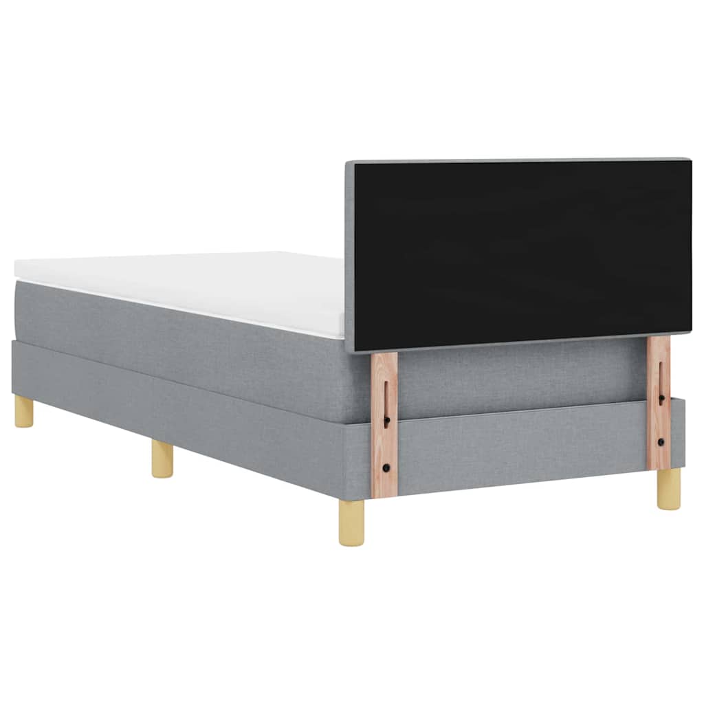 Box spring seng med pude Lysegrå 90 x 190 cm Stof