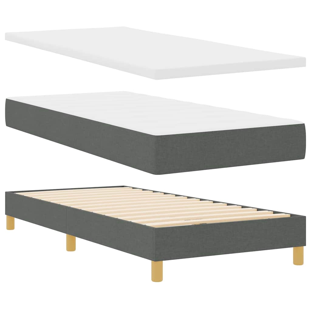 Box spring seng med pude Mørkegrå 90 x 190 cm Stof
