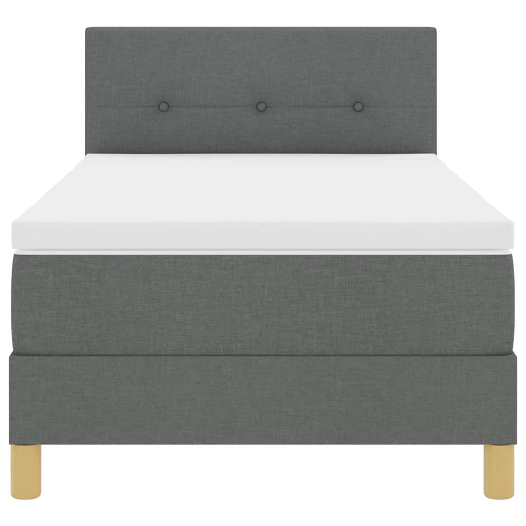 Box spring seng med pude Mørkegrå 90 x 190 cm Stof