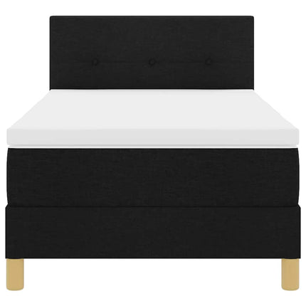 Box spring seng med pude med hovedgærde Sort 90 x 190 cm Stof