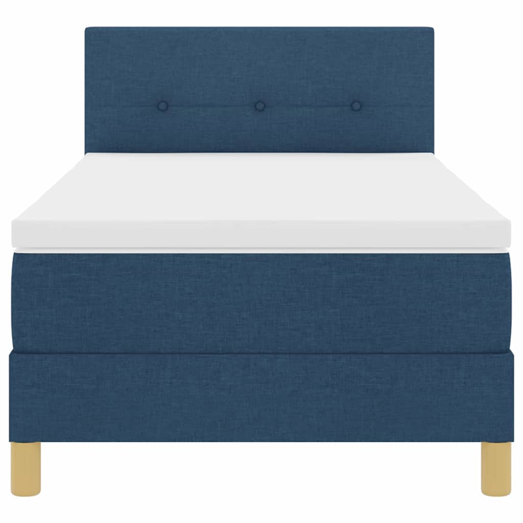 Box spring seng med pude med hovedgærde Blå 90 x 200 cm Stof