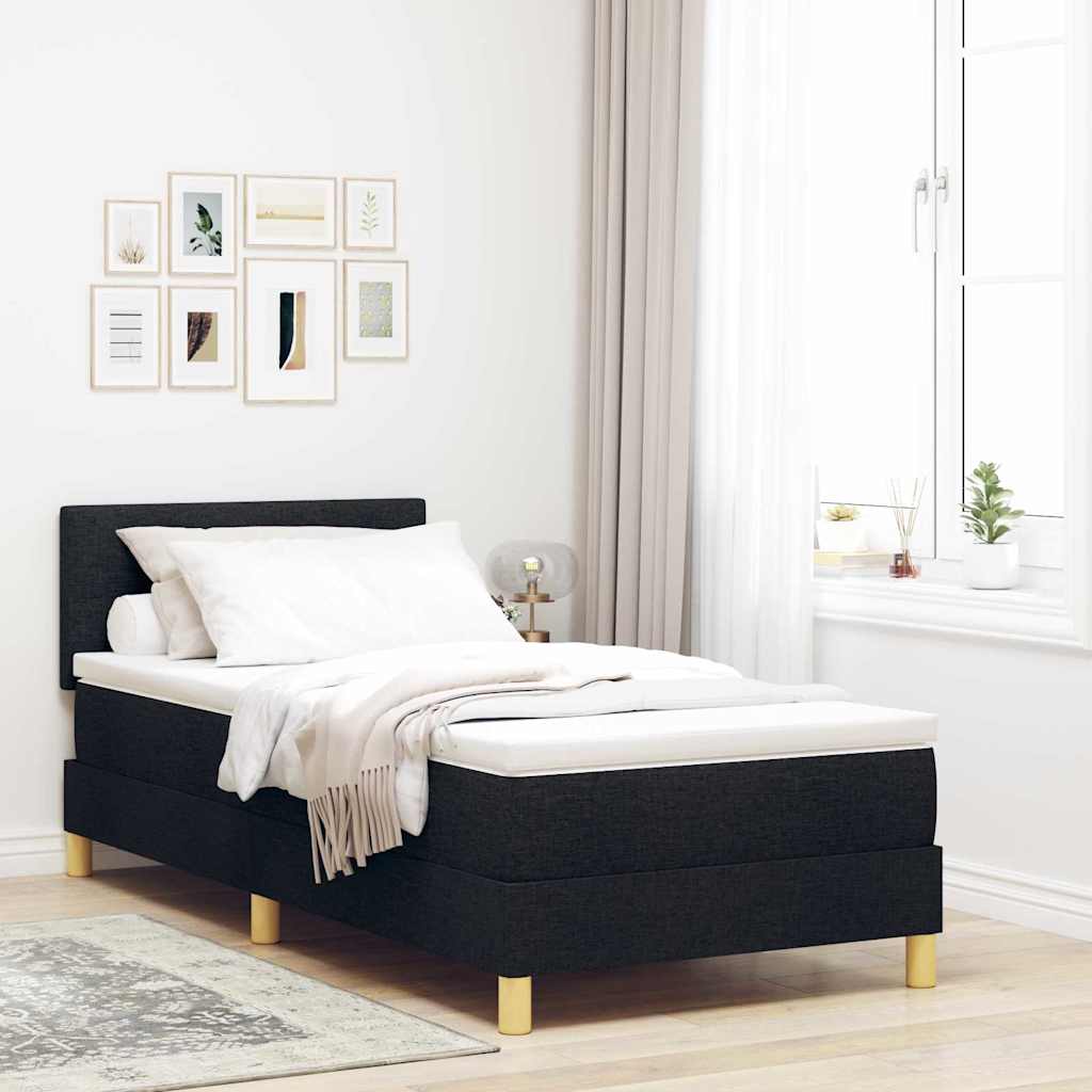 Box spring seng med pude med hovedgrde Sort 100 x 200 cm Stof