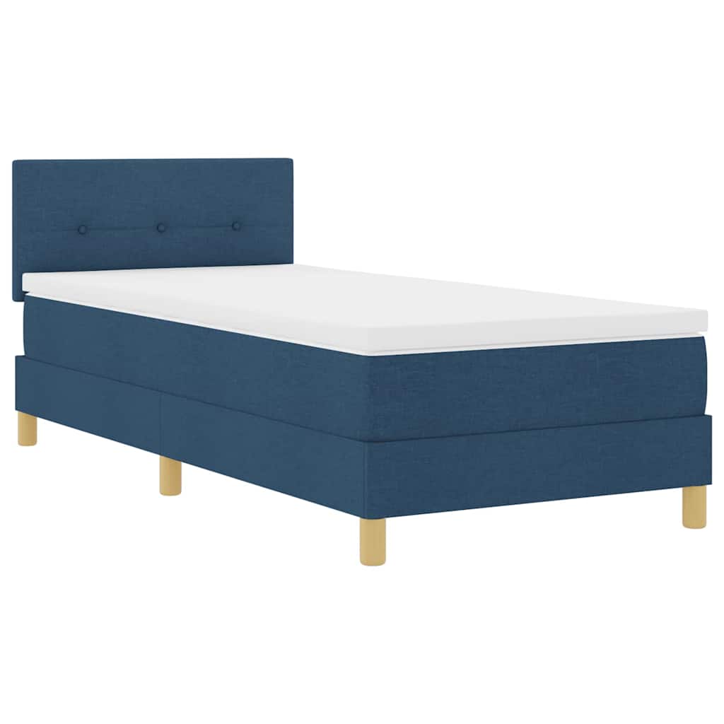 Box spring seng med pude med hovedgærde Blå 100 x 200 cm Stof
