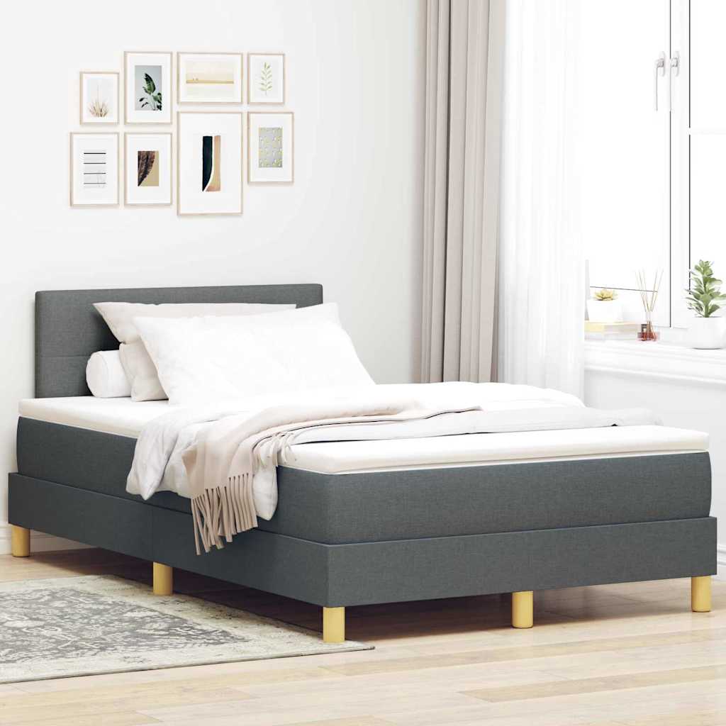 Box spring seng med pude Mrkegr 120 x 190 cm Stof