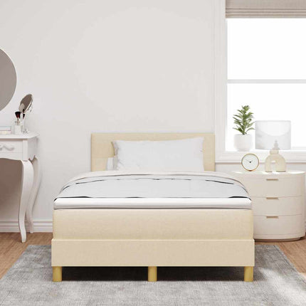 Box spring seng med pude med hovedgærde Creme 120 x 190 cm Stof