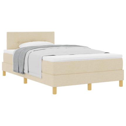 Box spring seng med pude med hovedgærde Creme 120 x 190 cm Stof