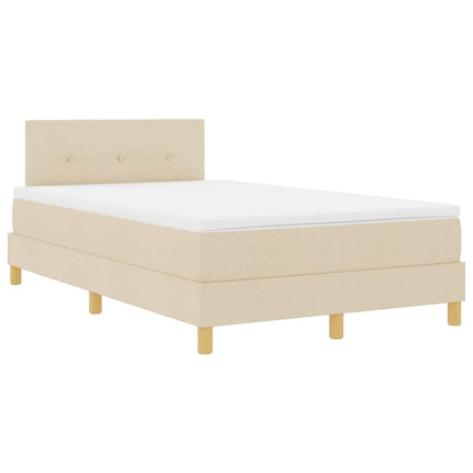 Box spring seng med pude med hovedgærde Creme 120 x 190 cm Stof