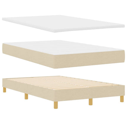 Box spring seng med pude med hovedgærde Creme 120 x 190 cm Stof
