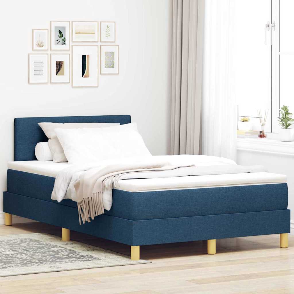 Box spring seng med pude med hovedgrde Bl 120 x 190 cm Stof