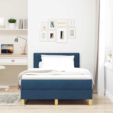 Box spring seng med pude med hovedgærde Blå 120 x 190 cm Stof