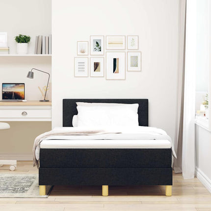 Box spring seng med pude med hovedgærde Sort 120 x 200 cm Stof