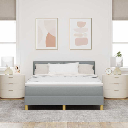 Box spring seng med pude Lysegrå 140 x 190 cm Stof