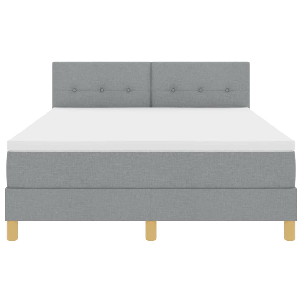 Box spring seng med pude Lysegrå 140 x 190 cm Stof