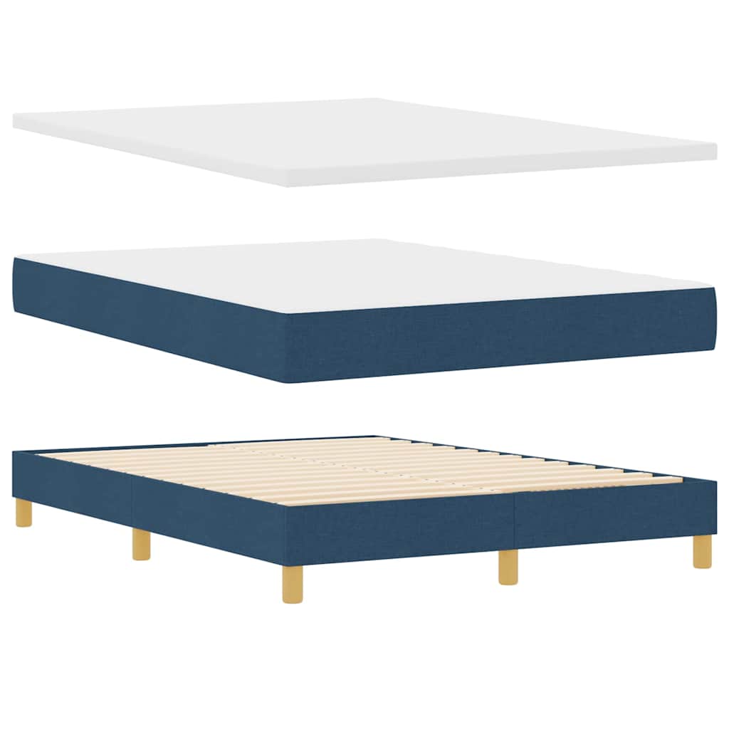 Box spring seng med pude med hovedgærde Blå 140 x 190 cm Stof