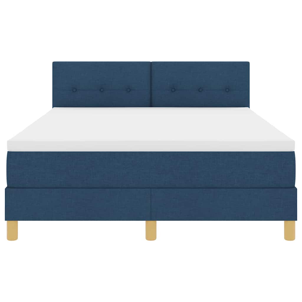 Box spring seng med pude med hovedgærde Blå 140 x 190 cm Stof