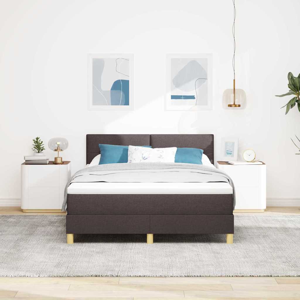 Box spring seng med pude Mørk Brun 140 x 200 cm Stof
