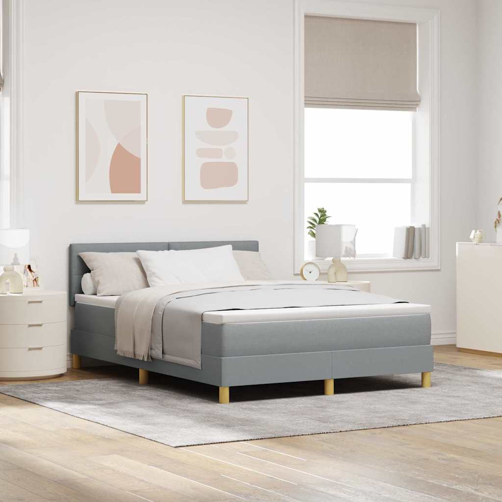 Box spring seng med pude Lysegr 160 x 200 cm Stof