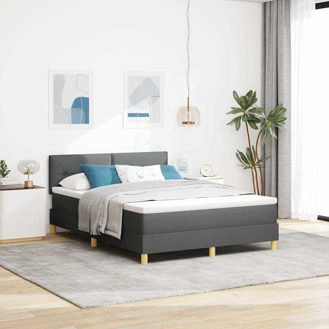 Box spring seng med pude Mørkegrå 160 x 200 cm Stof