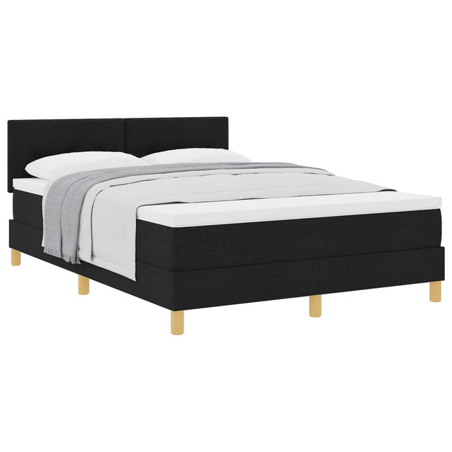 Box spring seng med pude med hovedgærde Sort 160 x 200 cm Stof