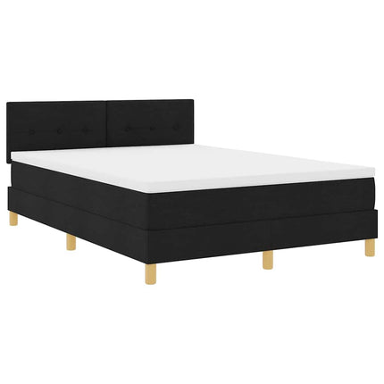 Box spring seng med pude med hovedgærde Sort 160 x 200 cm Stof
