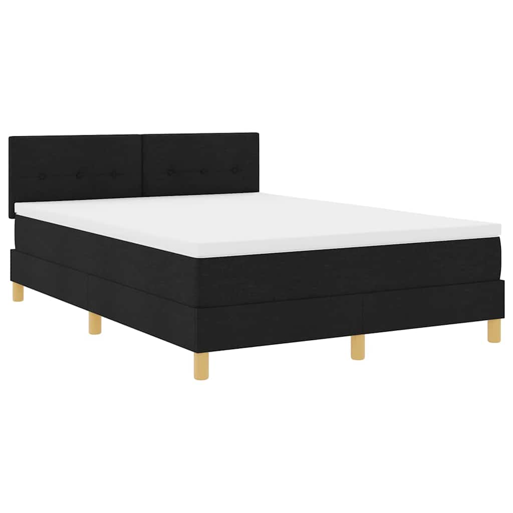 Box spring seng med pude med hovedgærde Sort 160 x 200 cm Stof