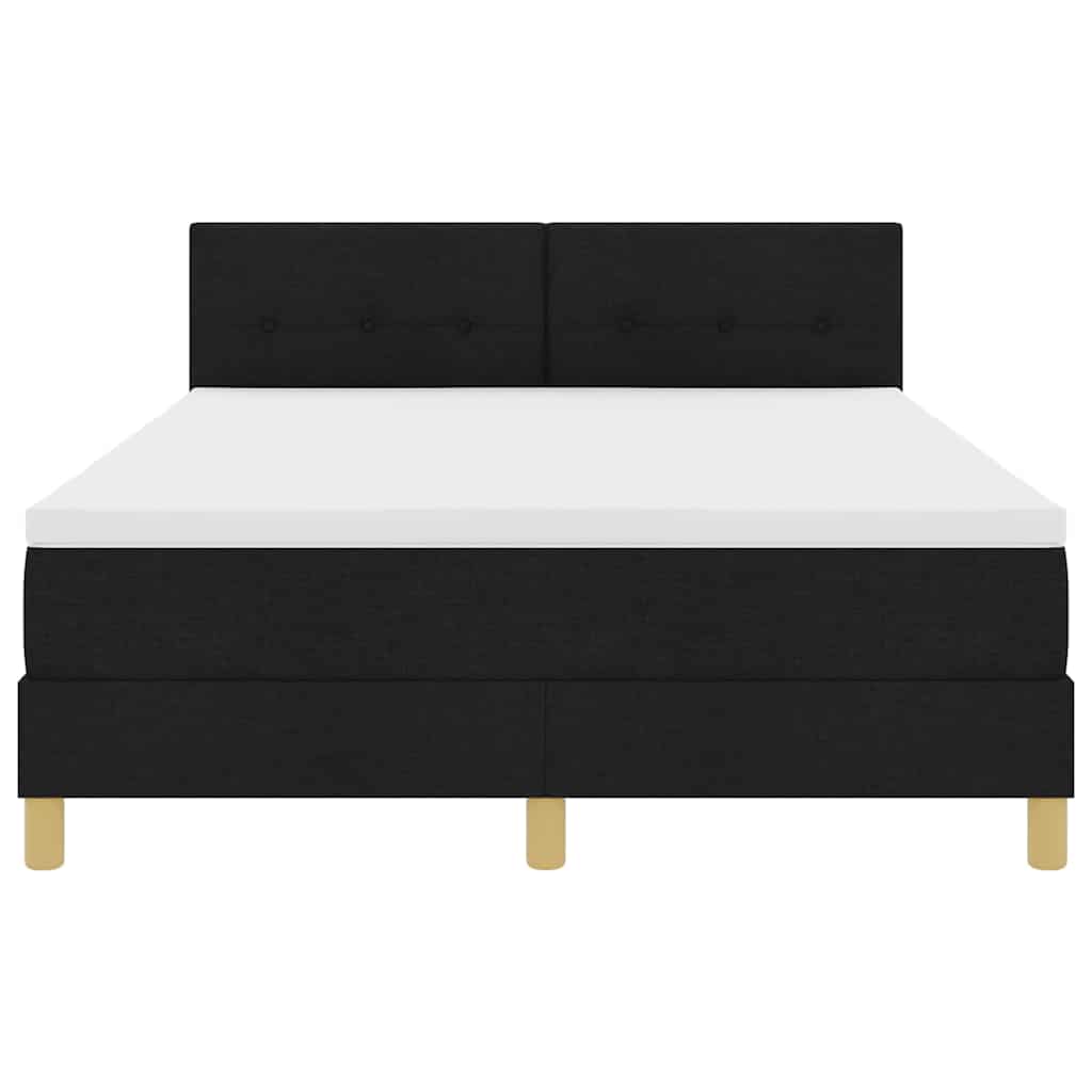 Box spring seng med pude med hovedgærde Sort 160 x 200 cm Stof