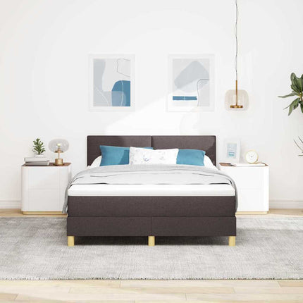 Box spring seng med pude Mørk Brun 160 x 200 cm Stof