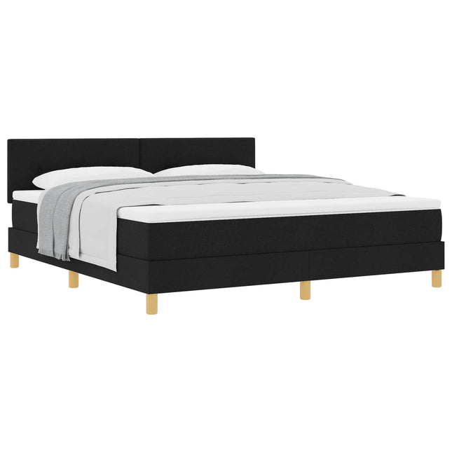 Box spring seng med pude med hovedgærde Sort 180 x 200 cm Stof