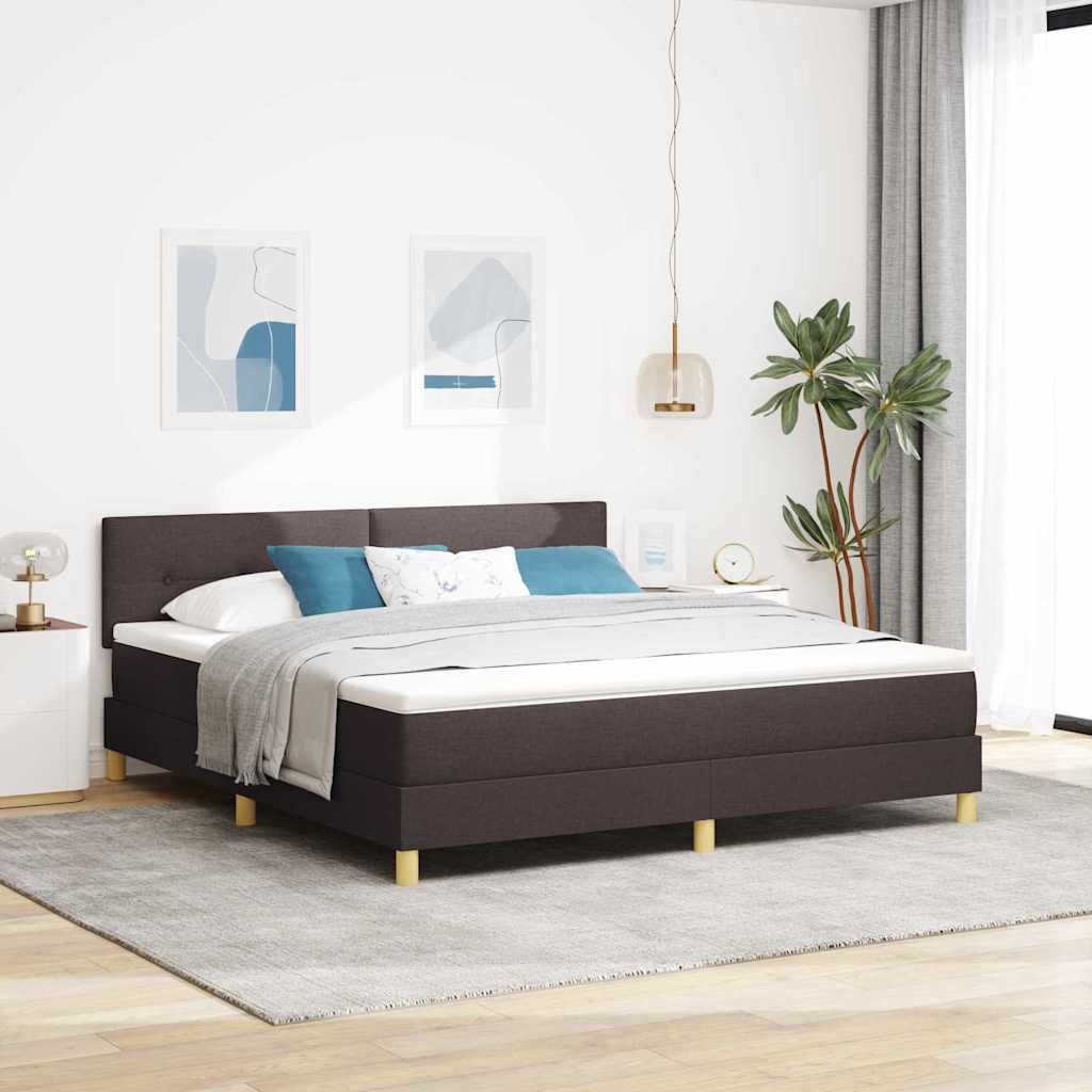 Box spring seng med pude Mrk Brun 180 x 200 cm Stof