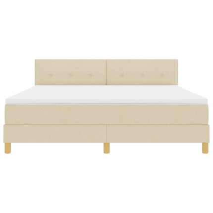 Box spring seng med pude med hovedgærde Creme 180 x 200 cm Stof