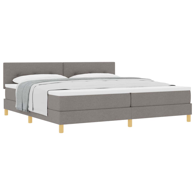Box spring seng med pude Gråbrun 200 x 200 cm Stof