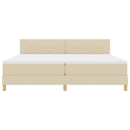Box spring seng med pude med hovedgærde Creme 200 x 200 cm Stof
