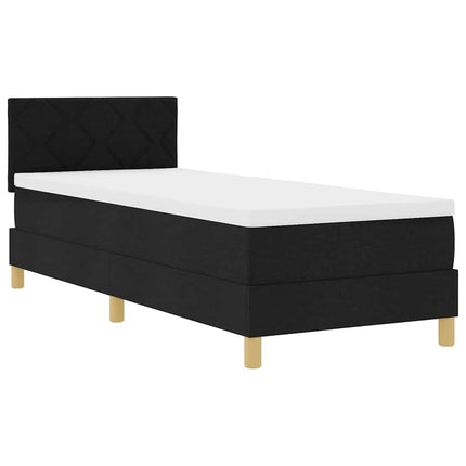 Box spring seng med pude med hovedgærde Sort 80 x 200 cm Stof