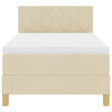 Box spring seng med pude med hovedgærde Creme 90 x 190 cm Stof
