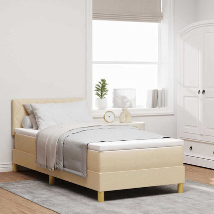 Box spring seng med pude med hovedgærde Creme 90 x 200 cm Stof