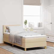 Box spring seng med pude med hovedgærde Creme 90 x 200 cm Stof