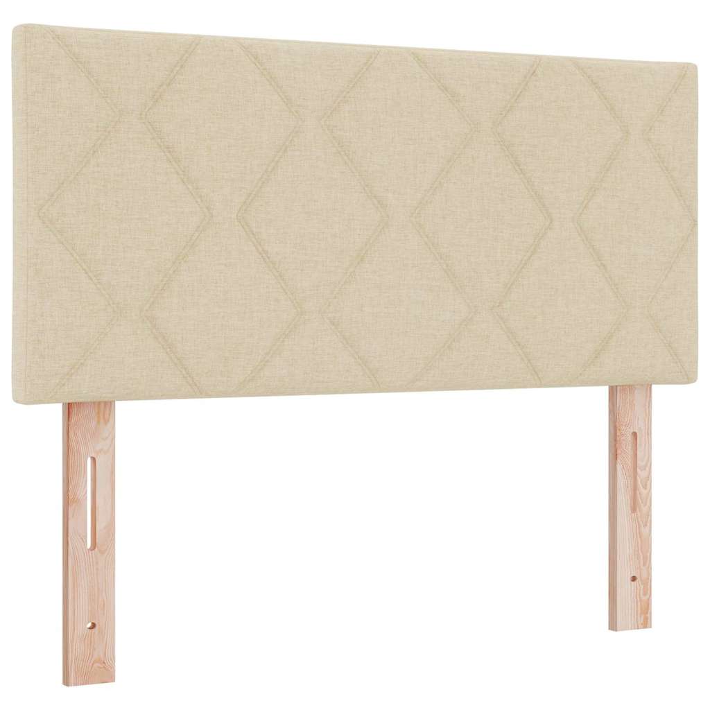 Box spring seng med pude med hovedgærde Creme 90 x 200 cm Stof