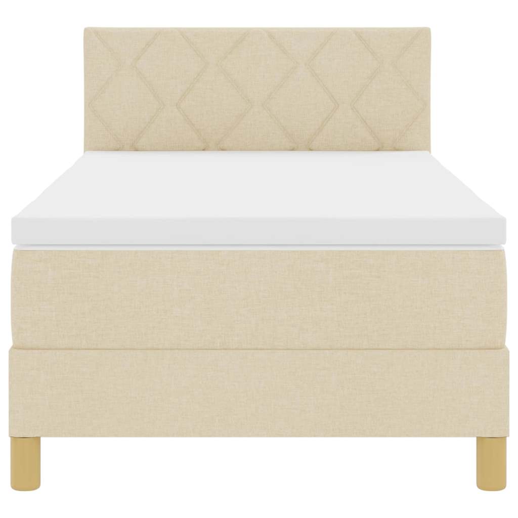 Box spring seng med pude med hovedgærde Creme 90 x 200 cm Stof