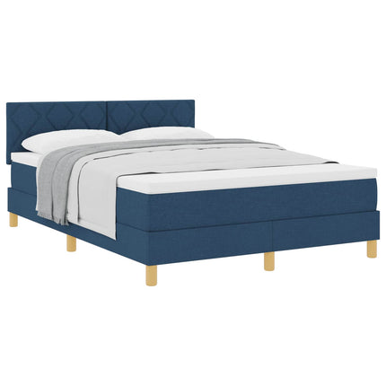 Box spring seng med pude med hovedgærde Blå 140 x 190 cm Stof