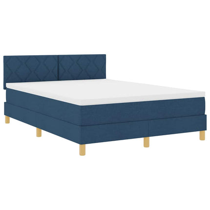 Box spring seng med pude med hovedgærde Blå 140 x 190 cm Stof
