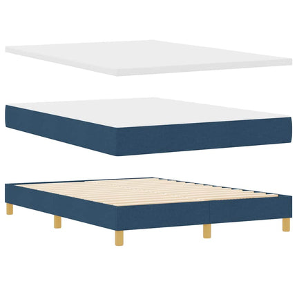 Box spring seng med pude med hovedgærde Blå 140 x 190 cm Stof