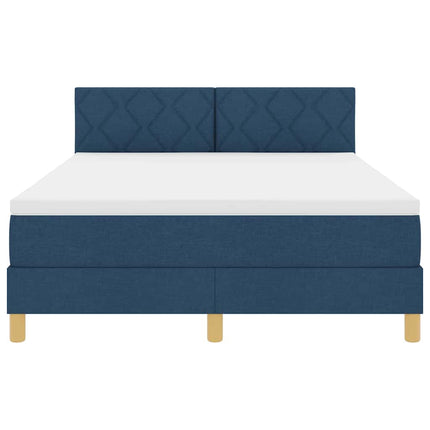 Box spring seng med pude med hovedgærde Blå 140 x 190 cm Stof